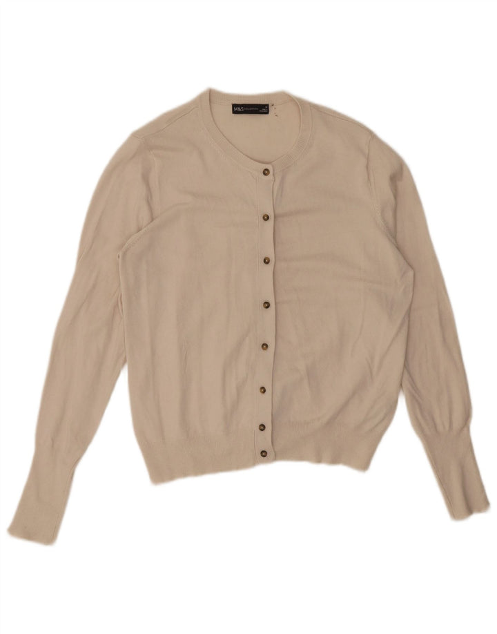Suéter cardigã feminino Marks & Spencer UK 14 médio off white viscose