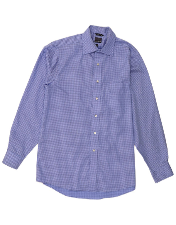 Camisa masculina Chaps tamanho 15 1/2 algodão xadrez azul médio