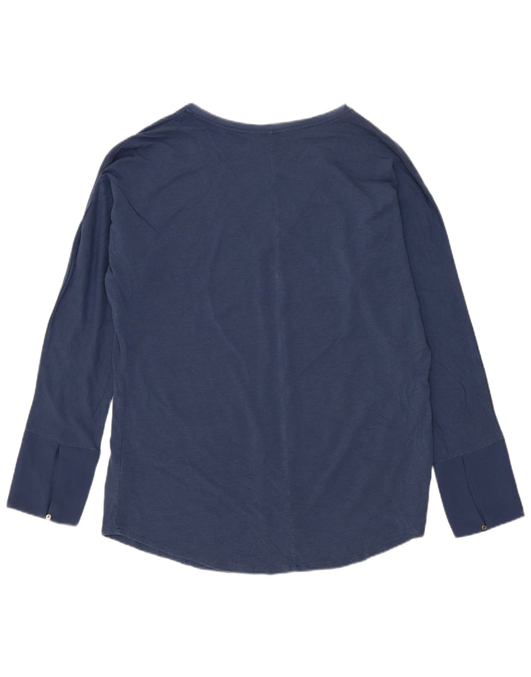 Top feminino Massimo Dutti manga comprida UK 16 grande poliéster azul marinho