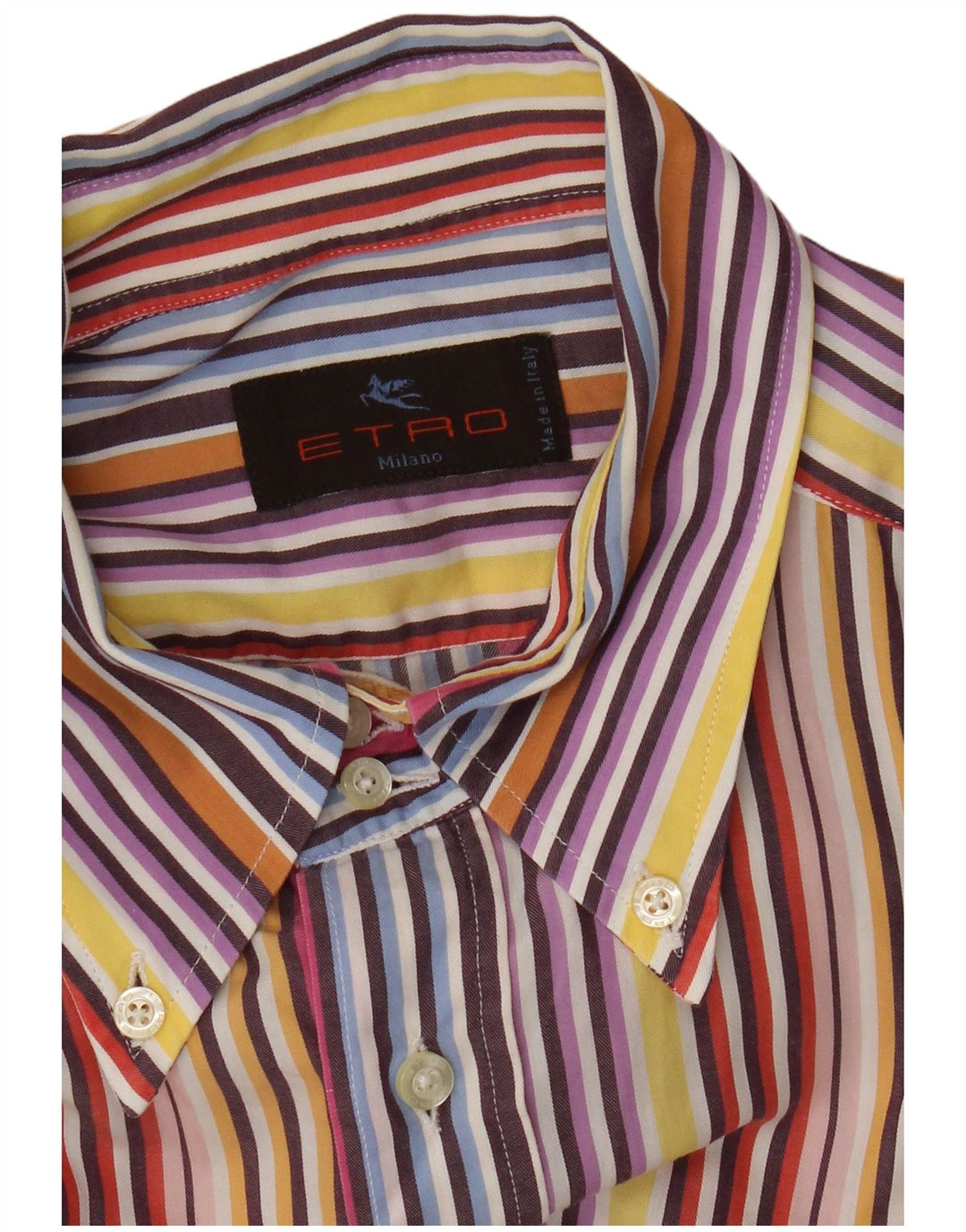 Camisa masculina Etro grande listrada multicolorida