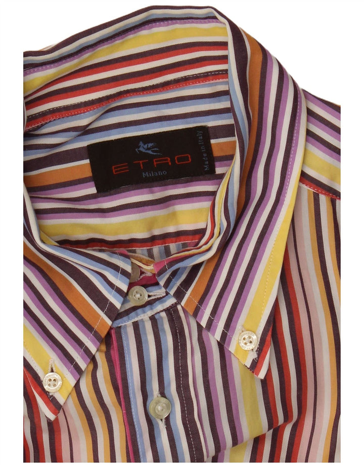Camisa masculina Etro grande listrada multicolorida