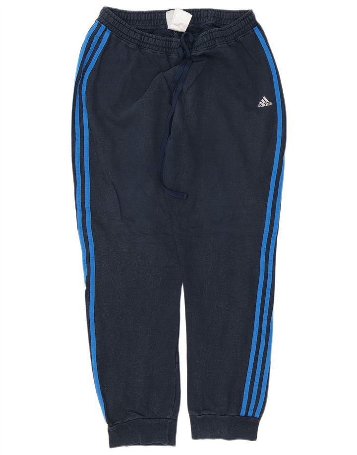 ADIDAS Calças de treino masculinas Joggers UK 40/42 Médio Azul Marinho Algodão