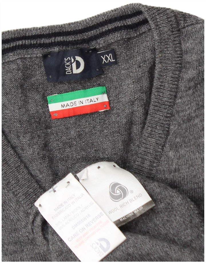 Suéter masculino Dack com decote em V 2XL lã cinza
