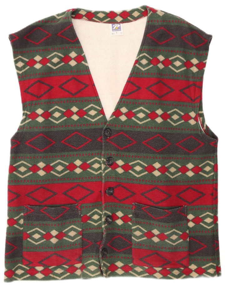 Colete masculino vintage grande algodão geométrico multicolorido
