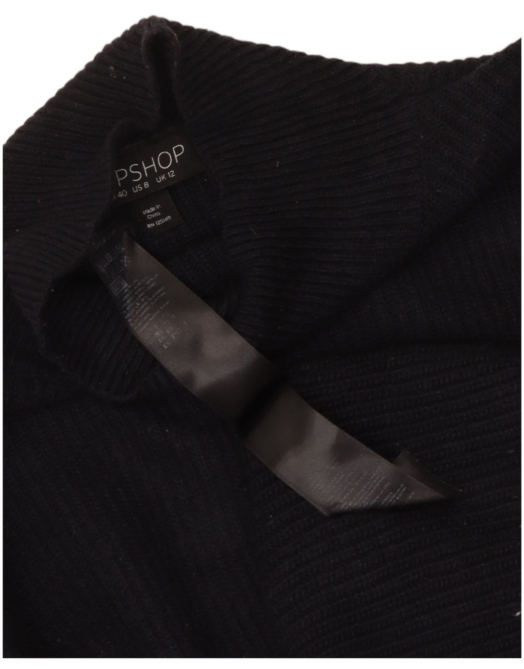 Suéter feminino Topshop com gola tartaruga e gola alta Reino Unido 12 médio azul marinho nylon