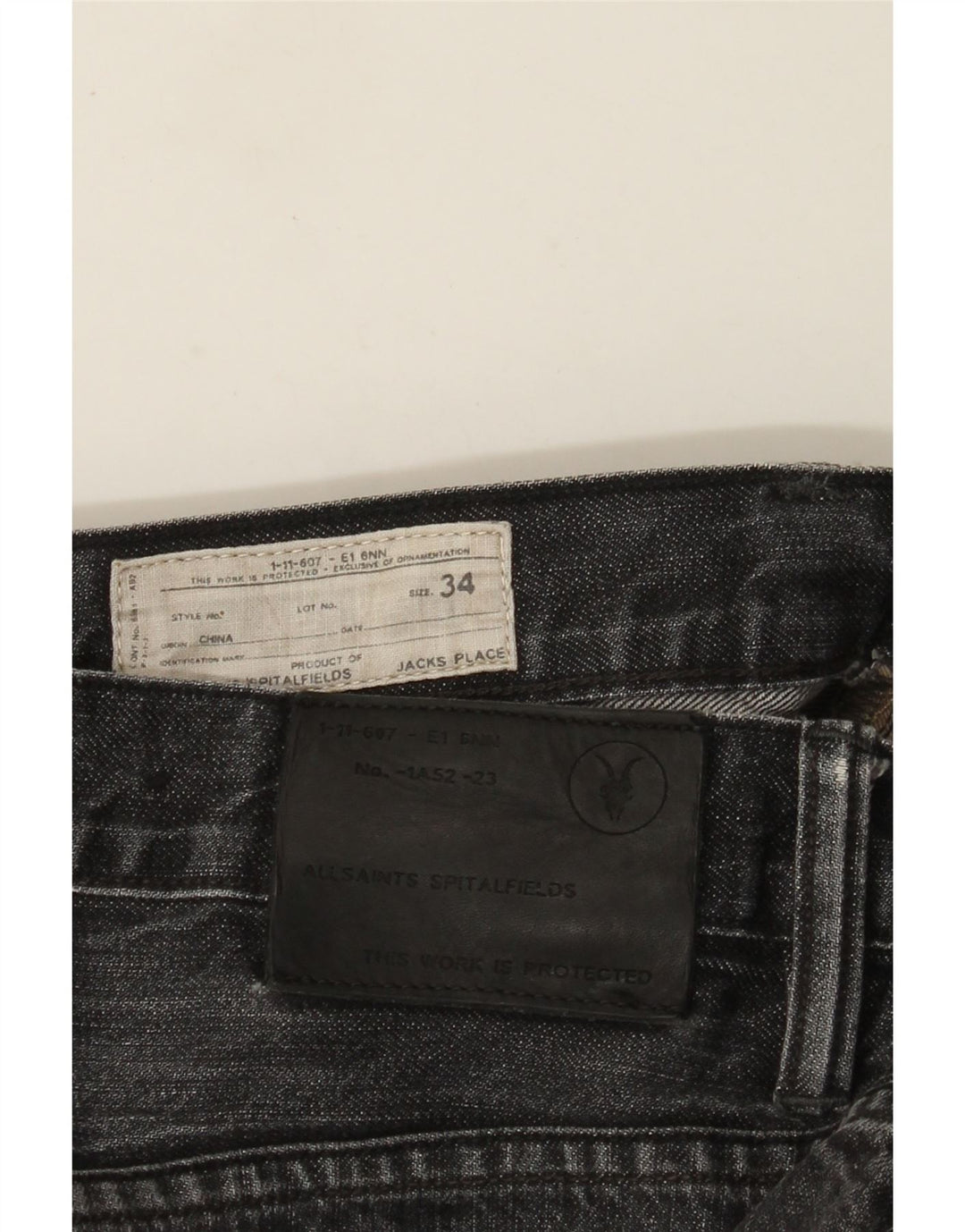 All Saints Mens Jeans Slim W34 L27 Algodão Preto