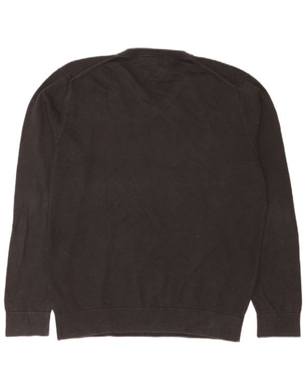 Suéter masculino Tommy Hilfiger com decote em V grande algodão preto