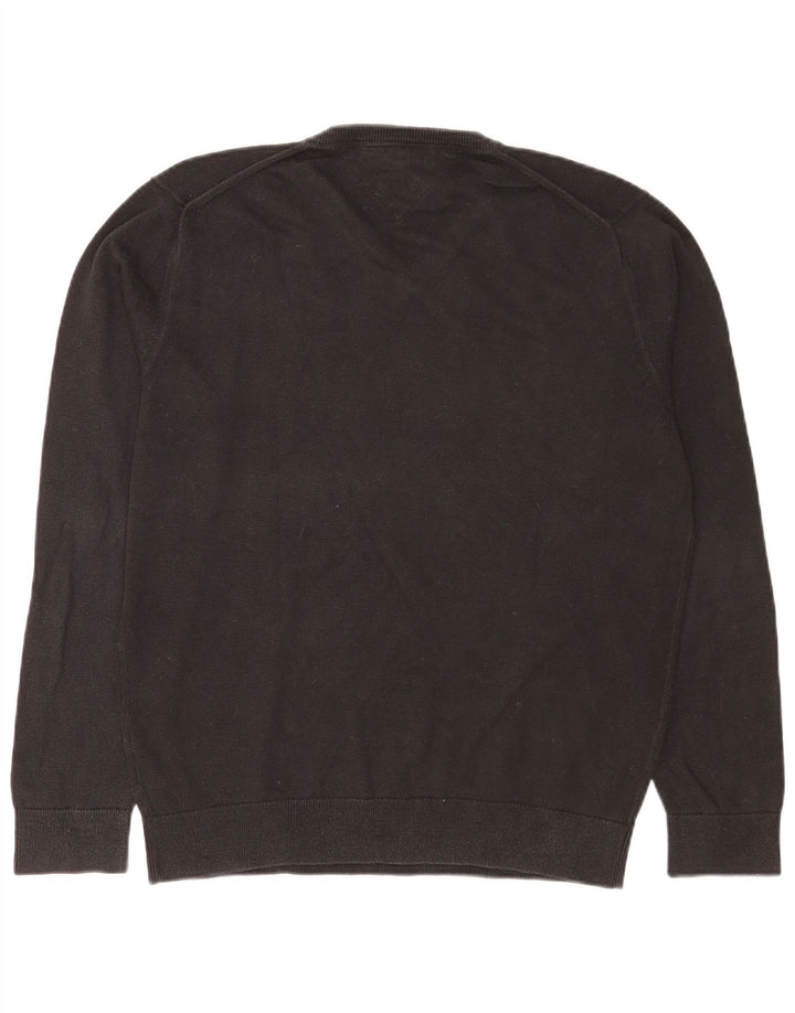 Suéter masculino Tommy Hilfiger com decote em V grande algodão preto