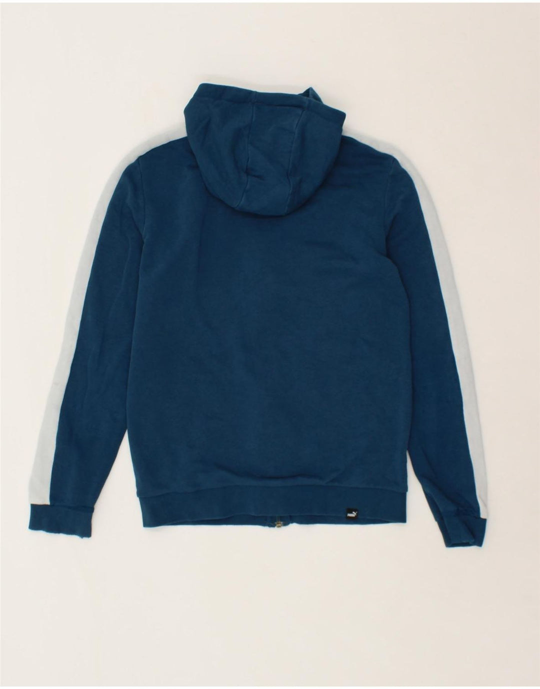 PUMA Boys Zip Hoodie Sweater 13-14 Years Blue Colourblock Cotton Vintage Puma and Second-Hand Puma from Messina Hembry 