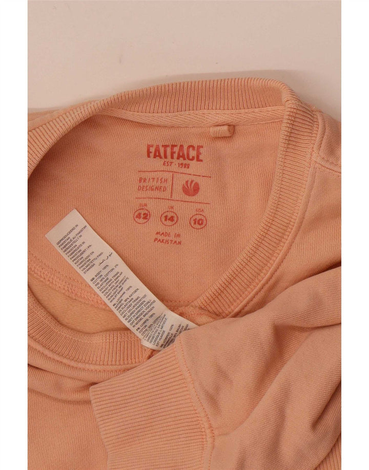 Suéter feminino Fat Face Jumper UK 14 grande algodão rosa