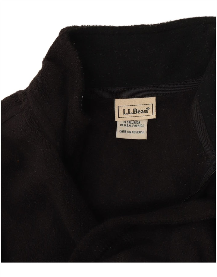 L.L.Bean Suéter feminino de lã com zíper e gola UK 10 pequeno poliéster preto