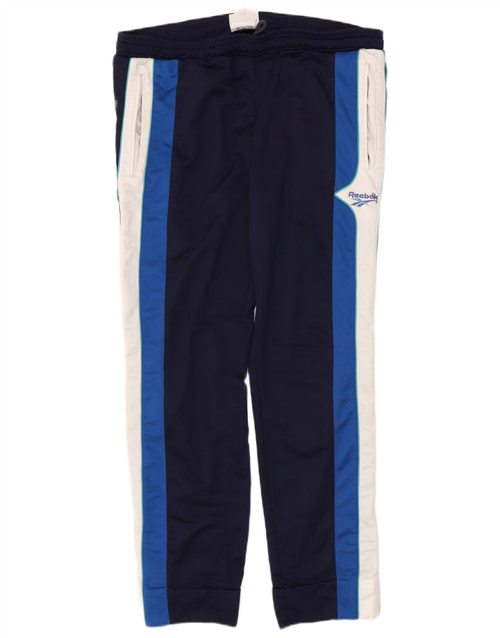 Calça de treino masculina Reebok grande azul marinho colorblock poliéster