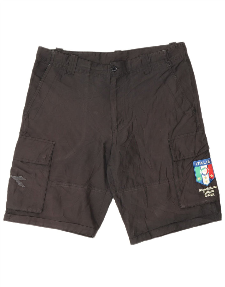 DIADORA Mens Italia Cargo Shorts Pequeno W32 Poliéster Preto
