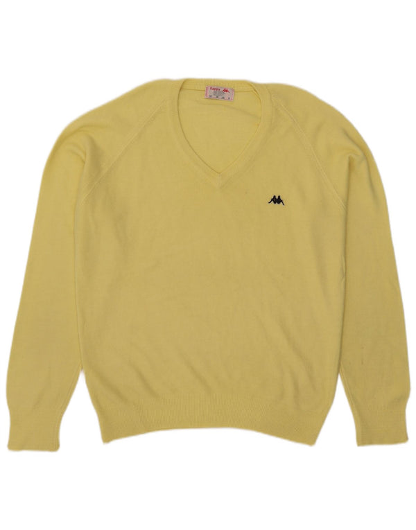 Suéter masculino Kappa com decote em V acrílico amarelo médio