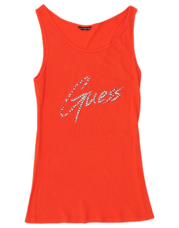 Guess Womens Graphic Vest Top UK 12 Médio Vermelho