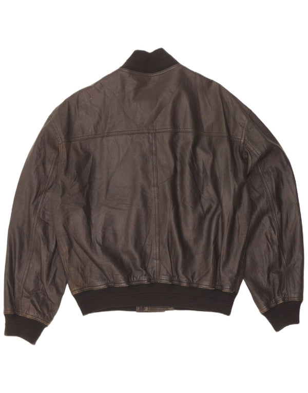 Jaqueta de couro bomber masculina vintage IT 46 couro preto pequeno