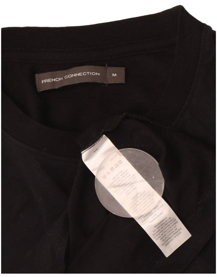 Camiseta feminina com estampa French Connection UK 14 algodão preto médio