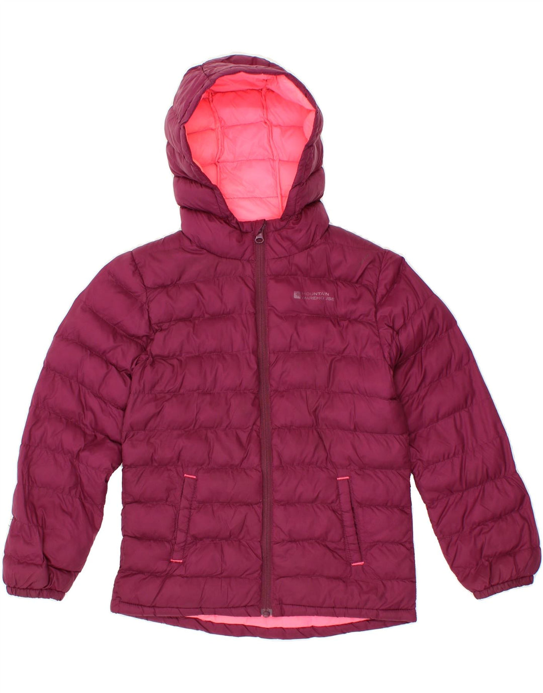 MOUNTAIN WAREHOUSE Girls Hooded Padded Jacket 7-8 Years Pink Nylon Vintage Mountain Warehouse and Second-Hand Mountain Warehouse from Messina Hembry 