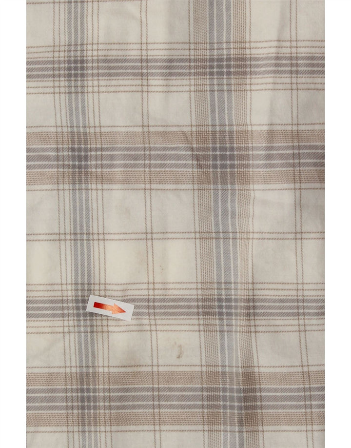 Camisa feminina de flanela Eddie Bauer UK 18 XL algodão xadrez branco