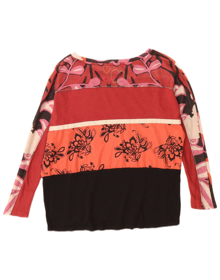 Top gráfico feminino Desigual manga comprida UK 10 pequeno floral multicolorido