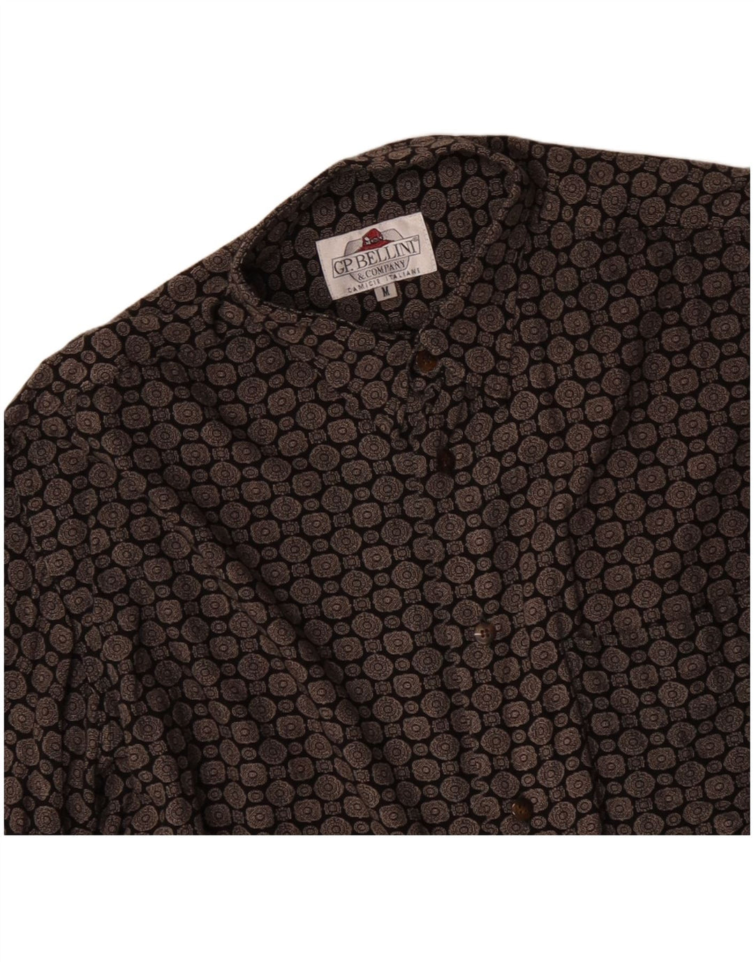 GP. Camisa masculina BELLINI & COMPANY viscose geométrica preta média