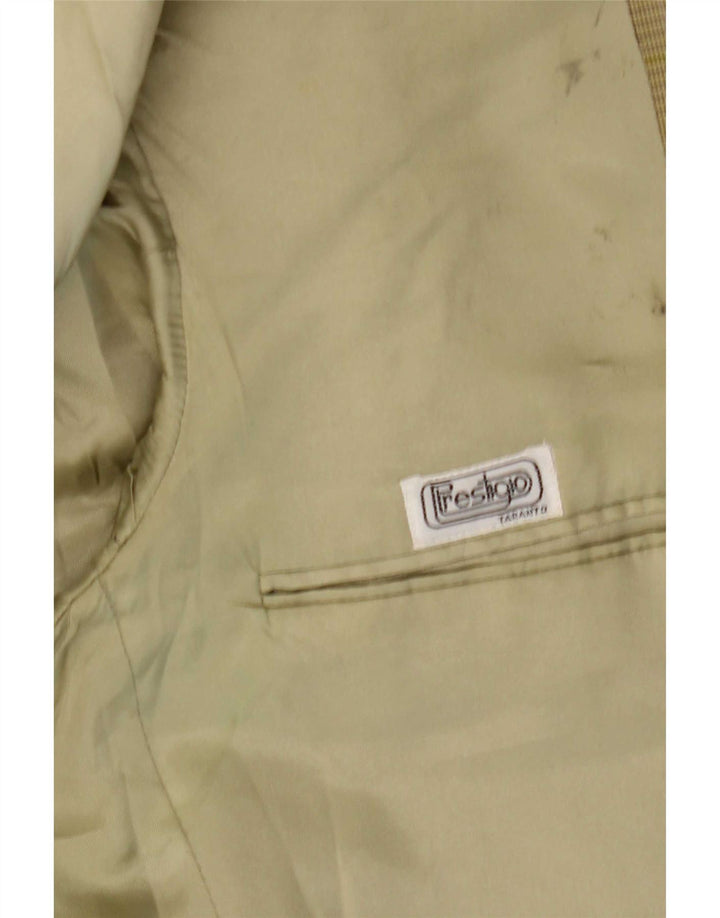 Jaqueta blazer masculina Prestigio com 2 botões UK 38 lã xadrez verde médio