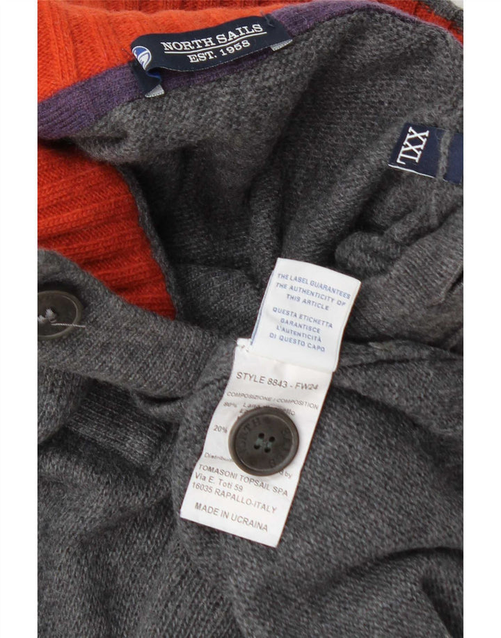 Suéter masculino North Sails com gola e botão 2XL lã cinza