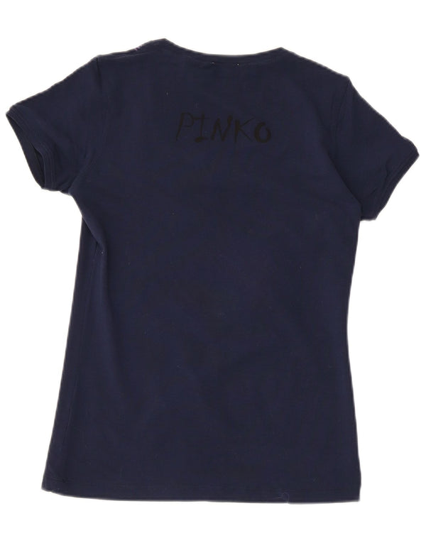 Pinko Camiseta Feminina Disney Graphic Top Reino Unido 12 Médio Azul Marinho