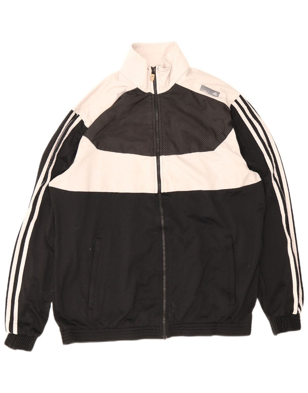 Adidas Mens Tracksuit Top Jacket UK 44/46 Grande Preto Colorblock Poliéster