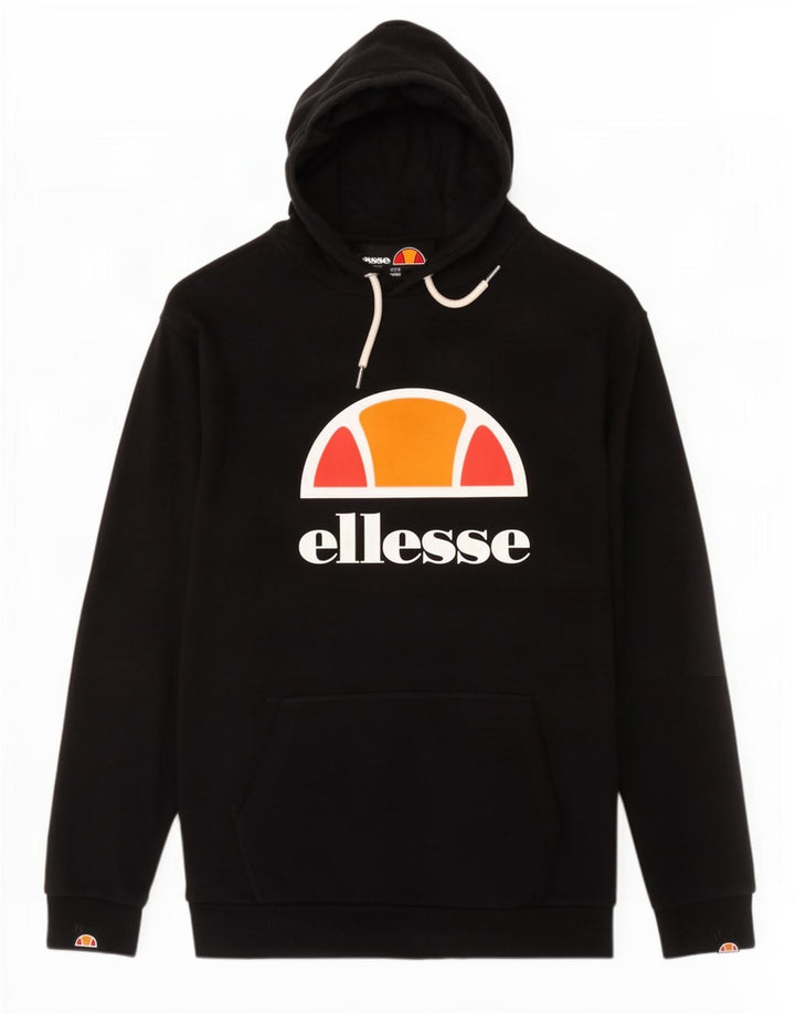 Suéter Ellesse masculino com capuz gráfico pequeno algodão preto