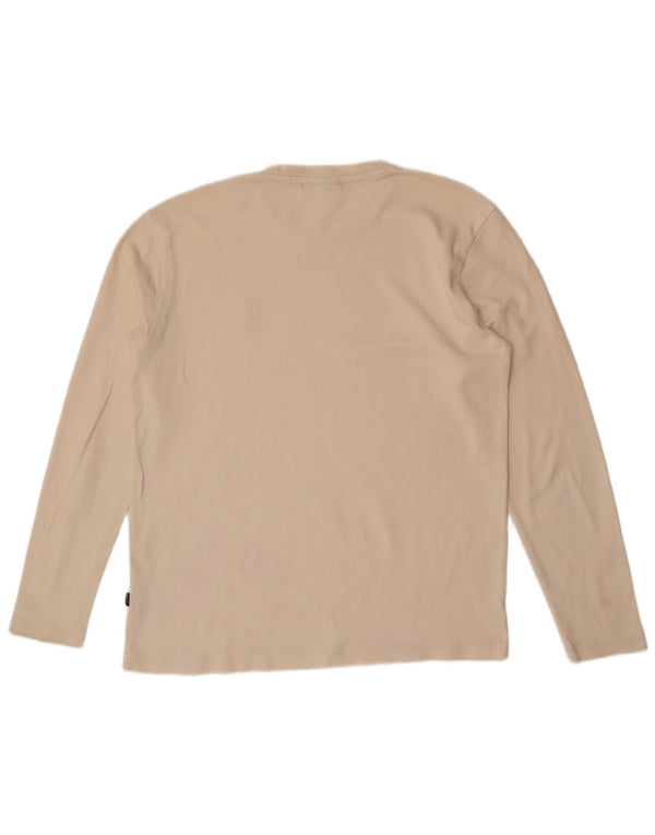 Hugo Boss Mens Top Manga Longa Grande Algodão Off White