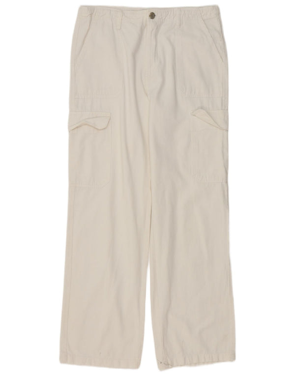 Calça cargo reta feminina Zara EU 42 grande W32 L32 branca