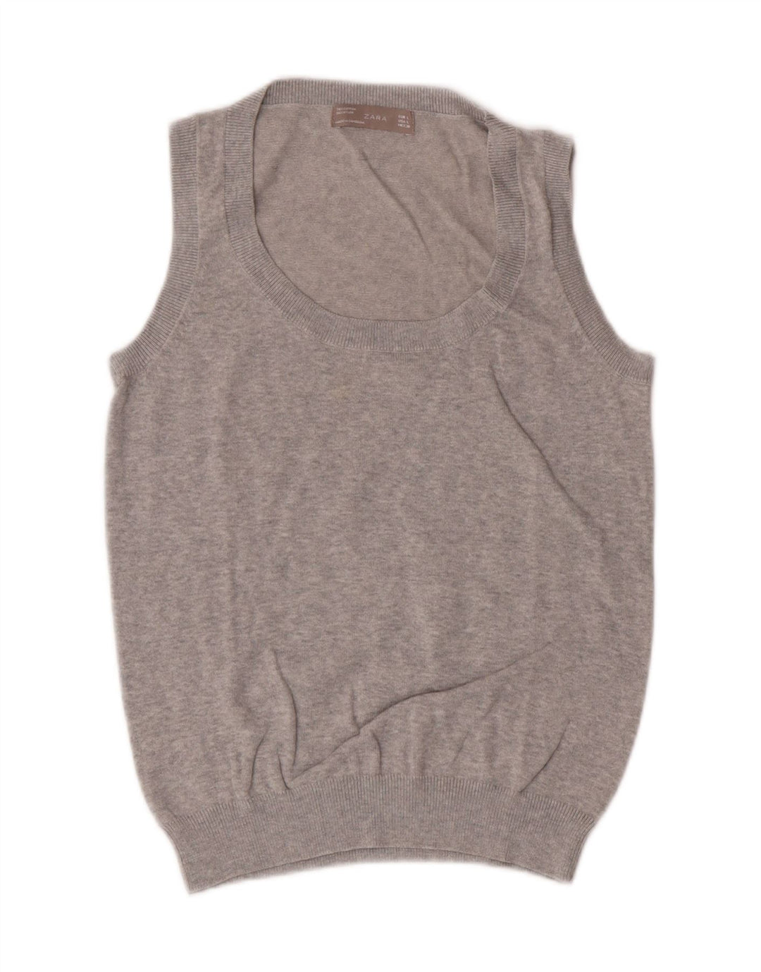 ZARA Womens Vest Tank Top UK 14 Large Grey Cotton Vintage Zara and Second-Hand Zara from Messina Hembry 