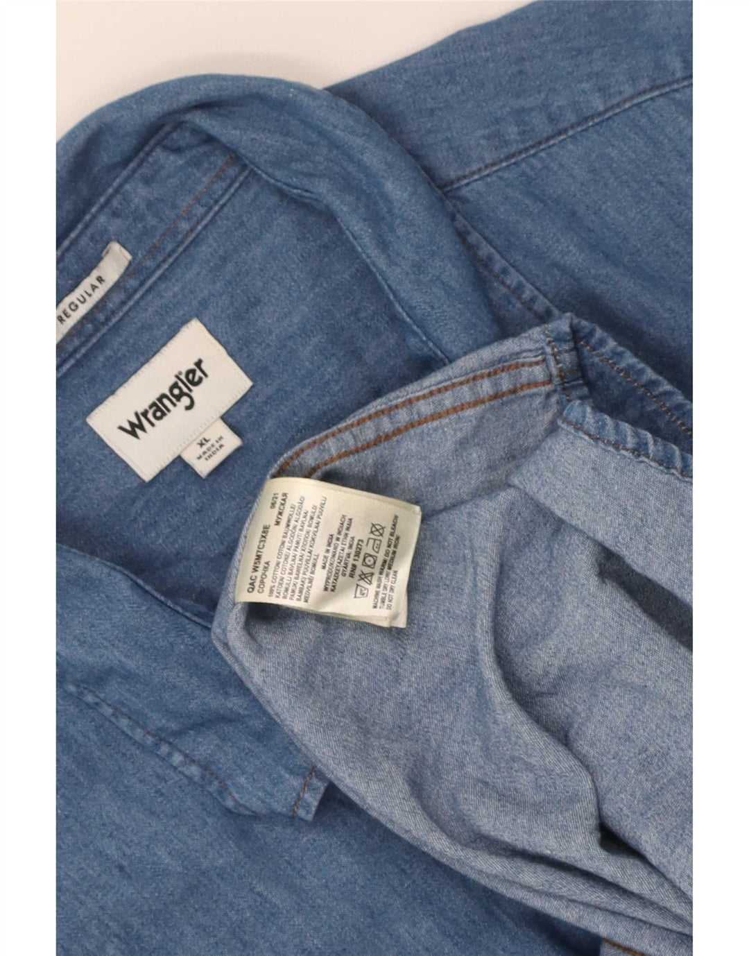 Camisa jeans Wrangler masculina Western Regular Fit XL azul algodão