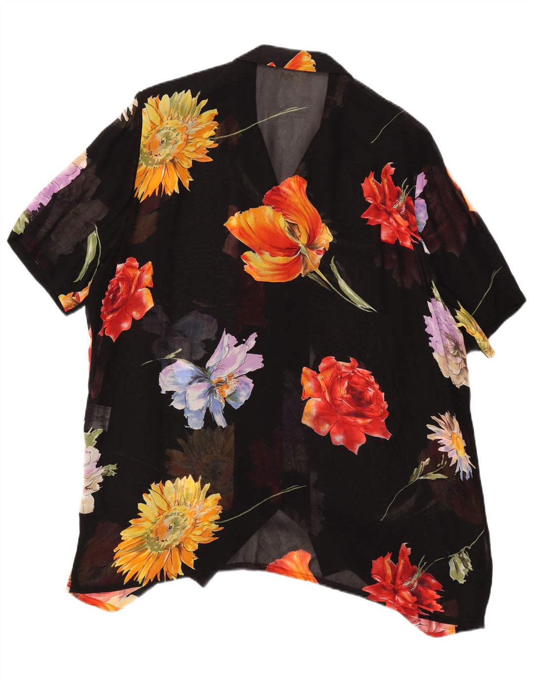 Blusa feminina SOMMERMANN transparente Reino Unido 24 4XL preta floral