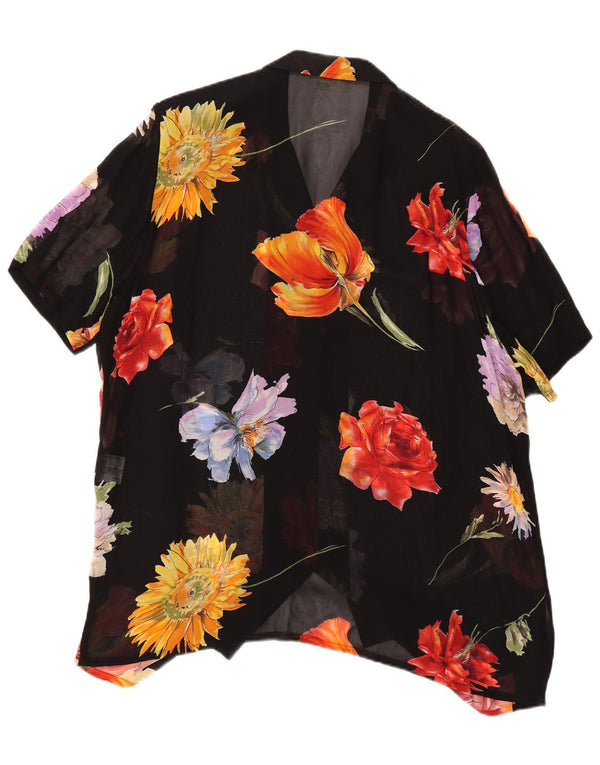 Blusa feminina SOMMERMANN transparente Reino Unido 24 4XL preta floral