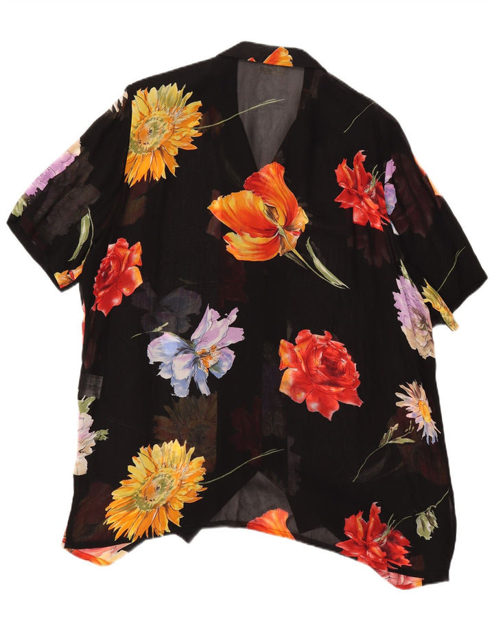 Blusa feminina SOMMERMANN transparente Reino Unido 24 4XL preta floral