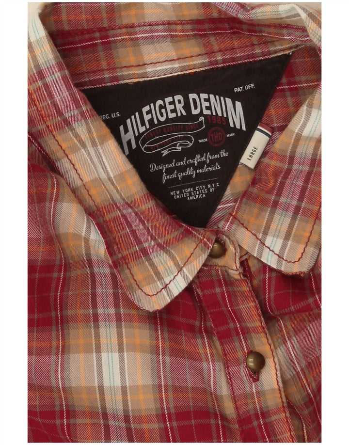 Pulôver feminino de flanela Tommy Hilfiger Reino Unido 16 grande algodão xadrez vermelho