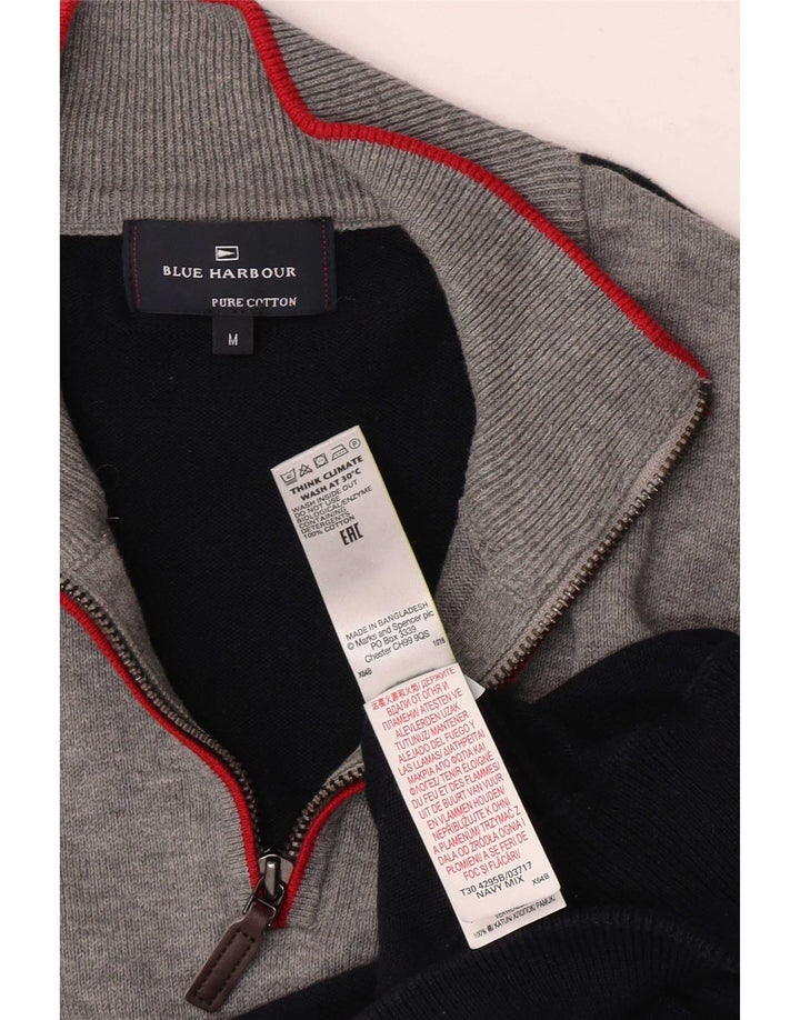 Suéter masculino Marks & Spencer Blue Harbor com zíper e gola média azul marinho