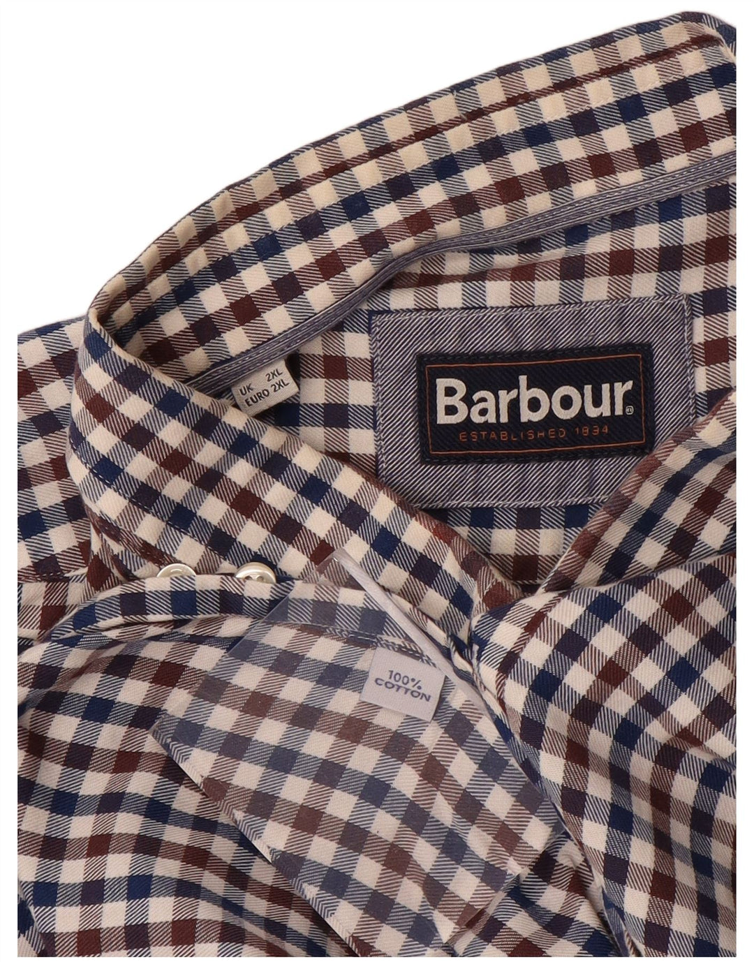 Camisa masculina Barbour 2XL algodão guingão azul