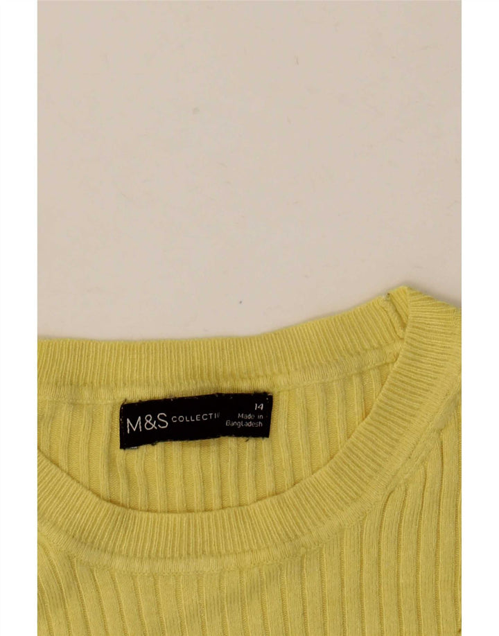 Suéter feminino Marks & Spencer com gola redonda Reino Unido 14 médio amarelo