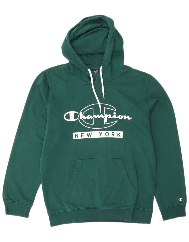 Jumper com capuz gráfico masculino Champion algodão verde médio
