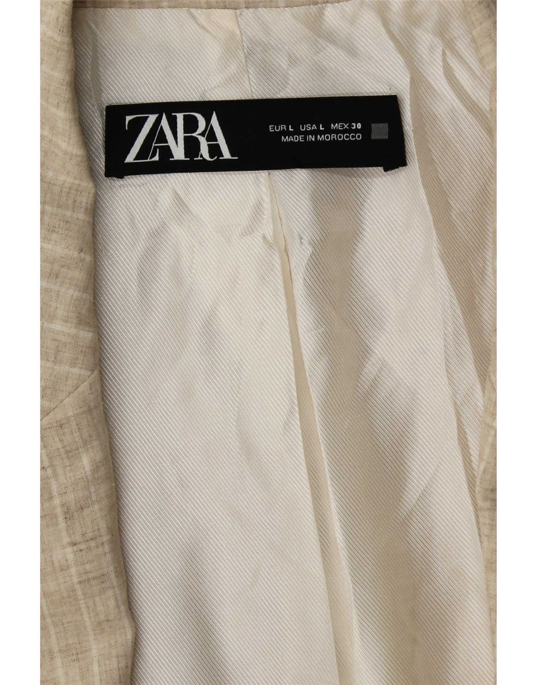Jaqueta Zara Womens Open Blazer UK 16 Grande Bege Listrado