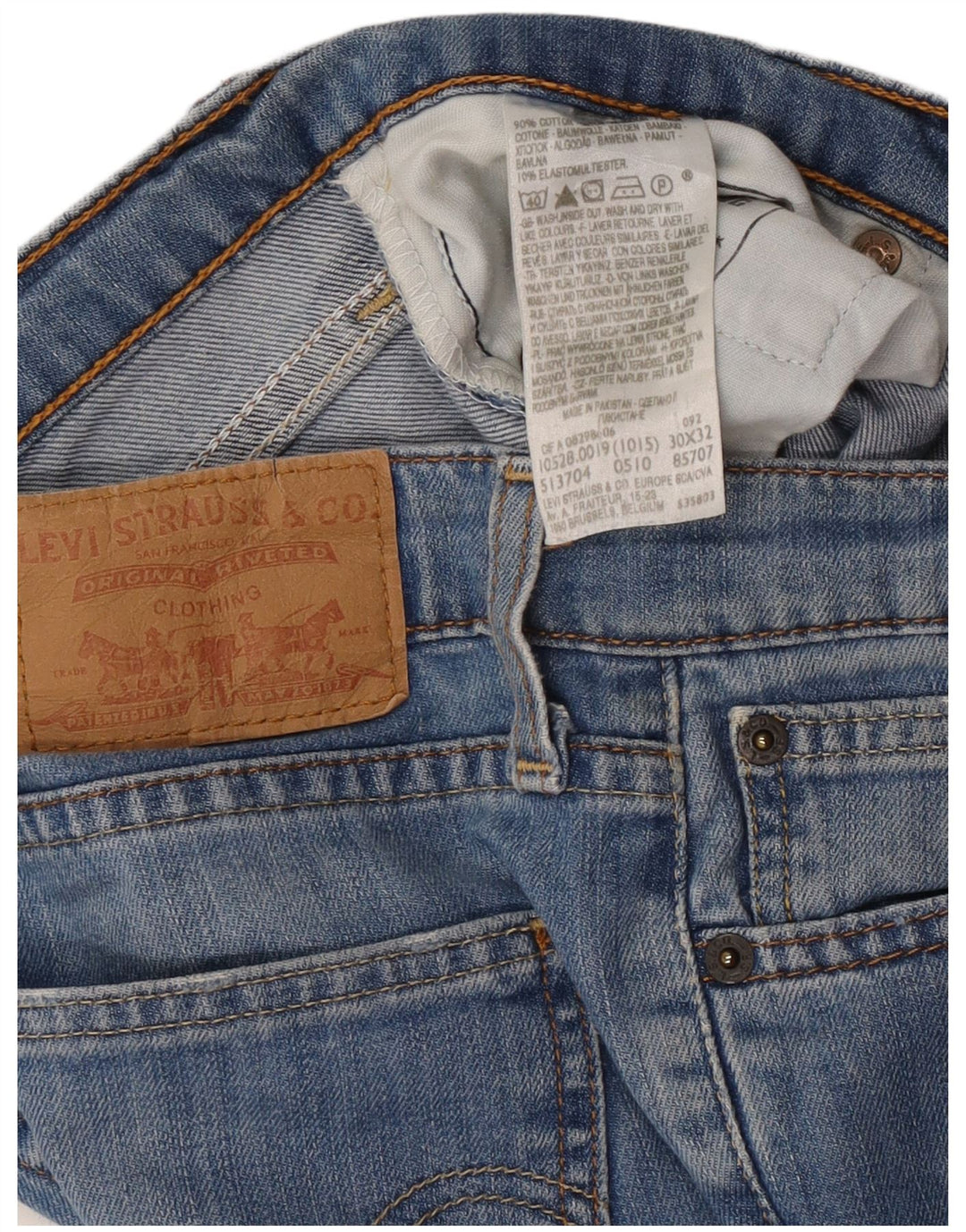 Jeans retos femininos Levi's W30 L30 algodão azul