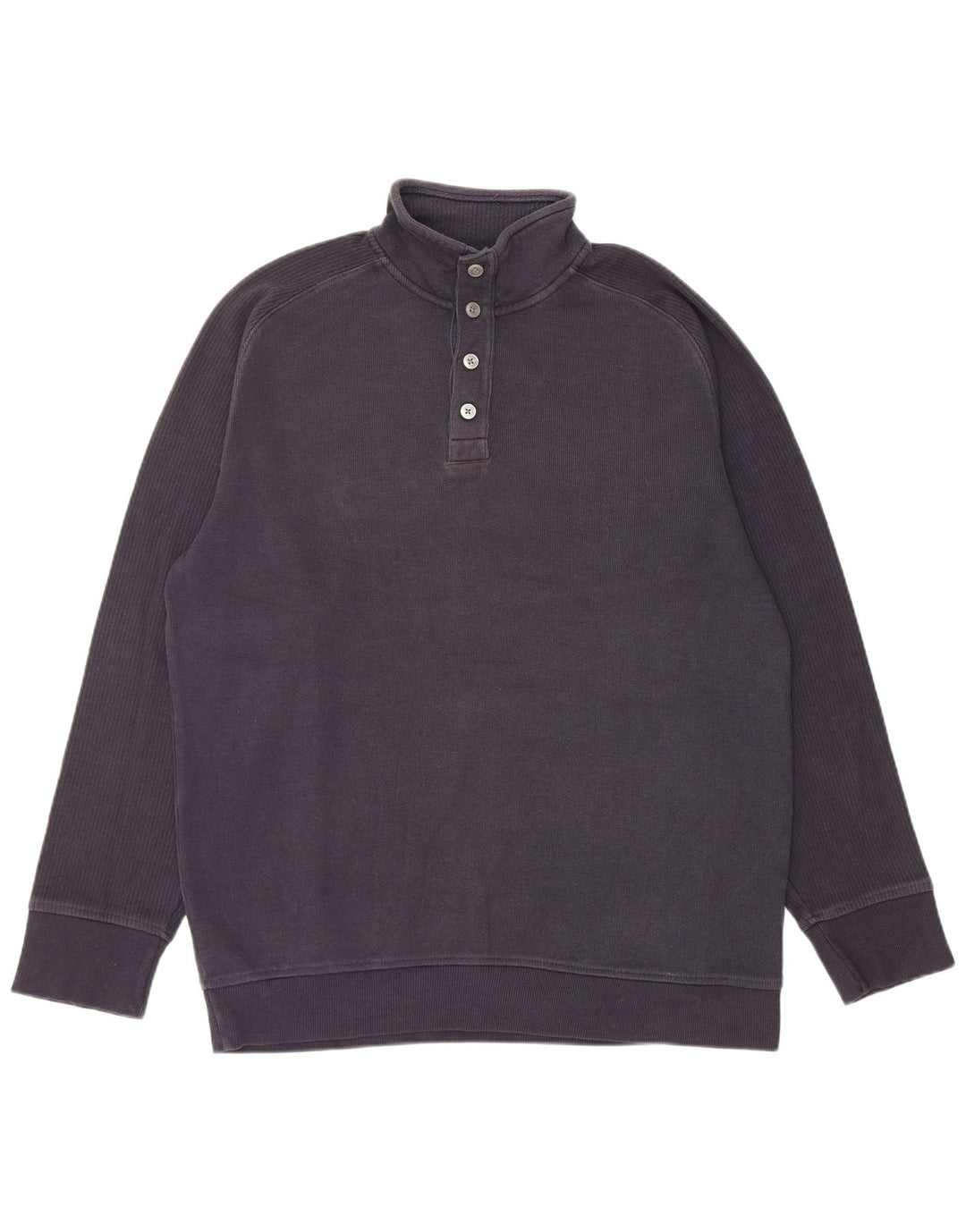 Suéter masculino Marks & Spencer com gola redonda e botão azul marinho médio