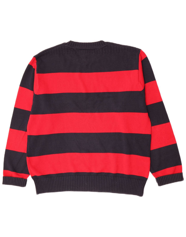 Tommy Hilfiger Suéter masculino com gola redonda 2XL algodão listrado vermelho