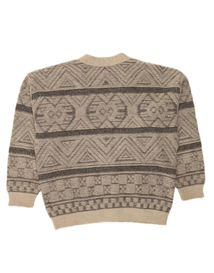 Suéter cardigã masculino VINTAGE XL cinza geométrico