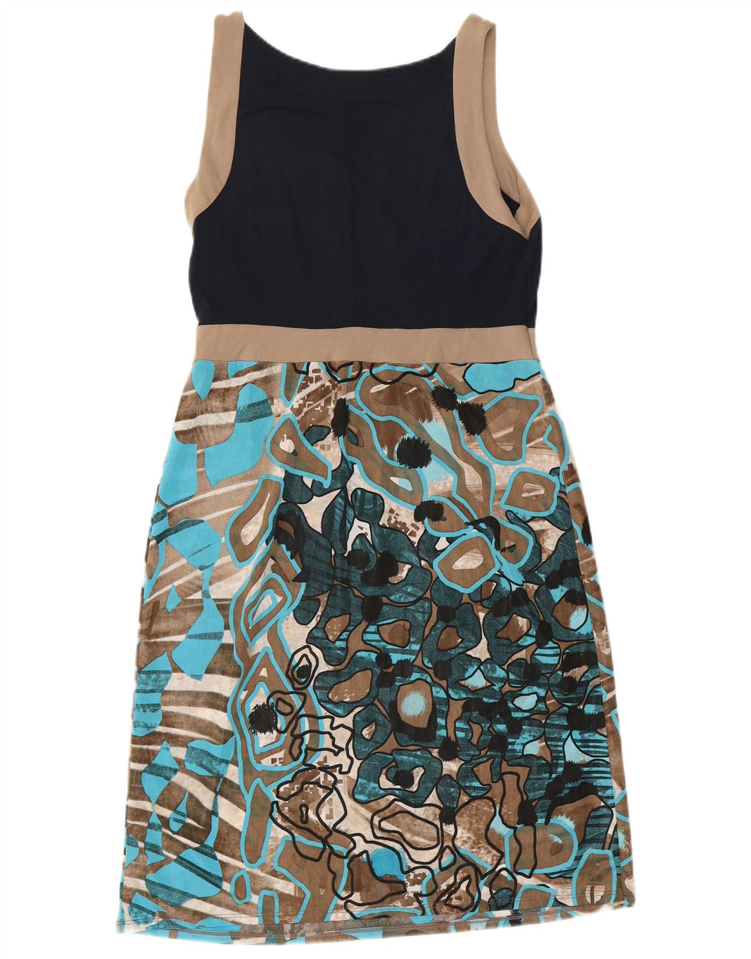 Vestido bainha feminino Sandro Ferrone UK 12 médio multicolorido geométrico