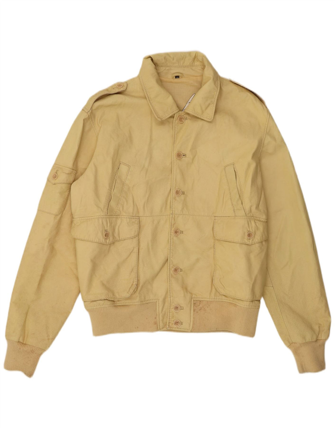Jaqueta de couro masculina vintage IT 50 grande couro amarelo