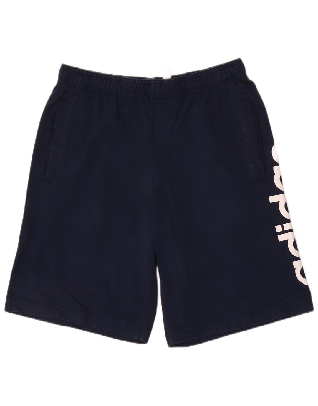 Shorts esportivos gráficos masculinos Adidas médio algodão azul marinho